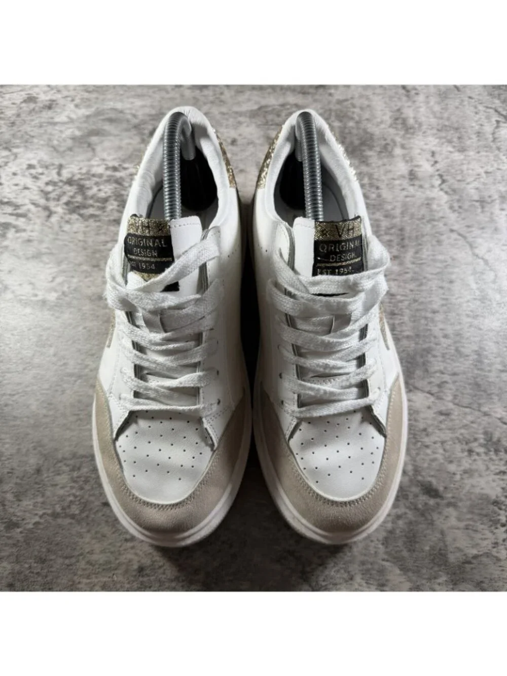 Womens Vintage Havana Sneakers White/Gold Sz 8.5 Platform Shoes - Picture 7 of 10